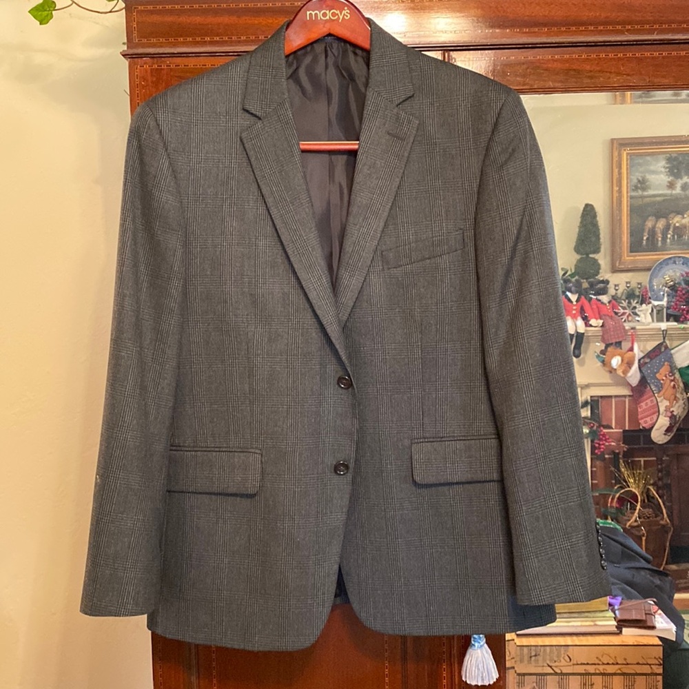 Charcoal grey mens glen plaid prince of wales sport coat